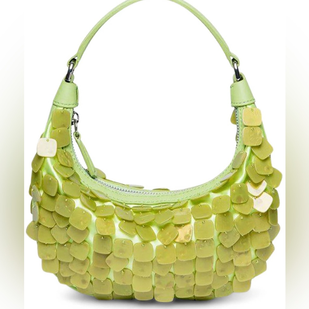 STAUD Mini Sasha Beaded Bag in Pistachio Payette